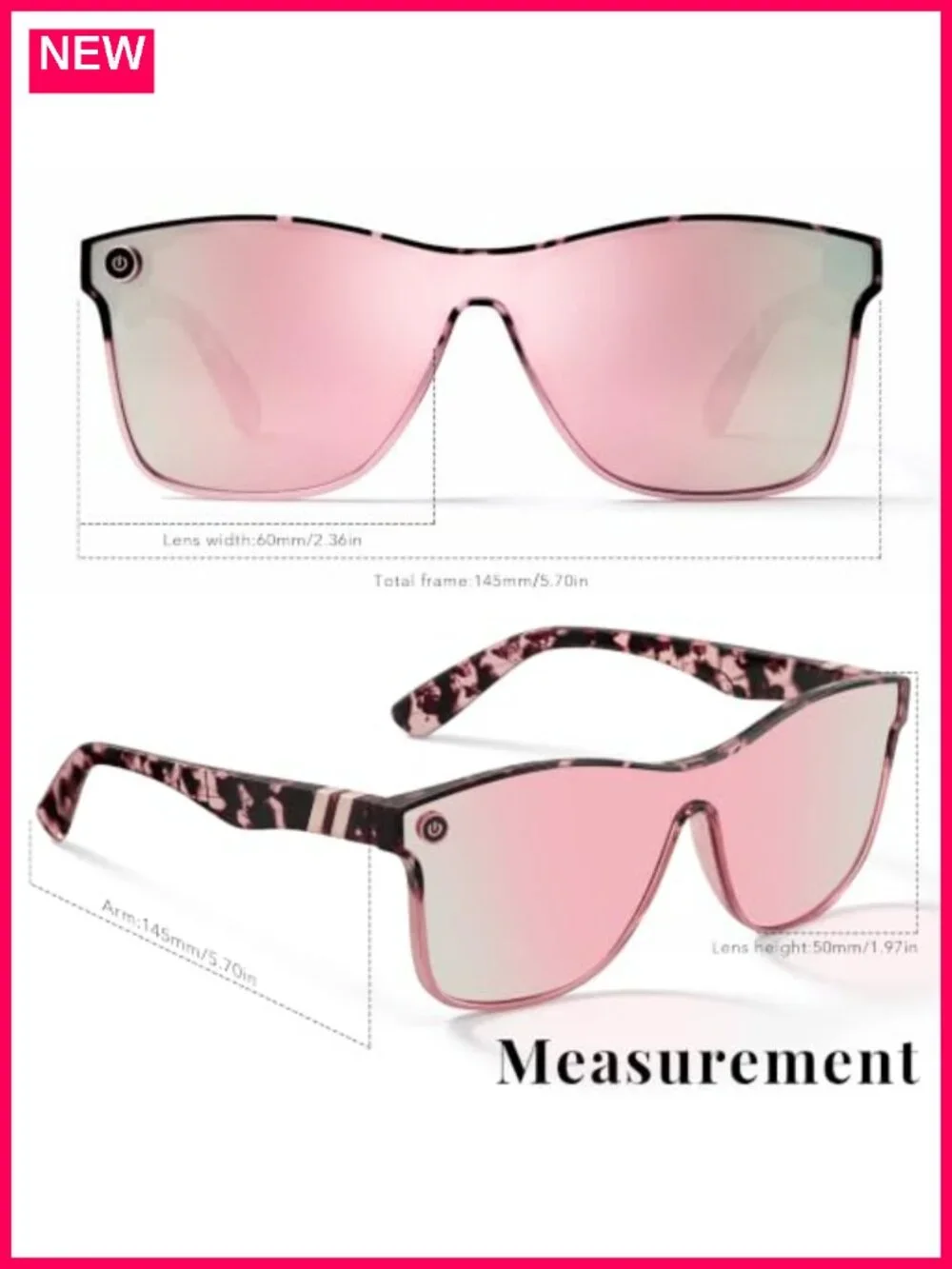 UV400 Protective Sunglasses Square Frame Mirrored Lens Driving Casual Shades
